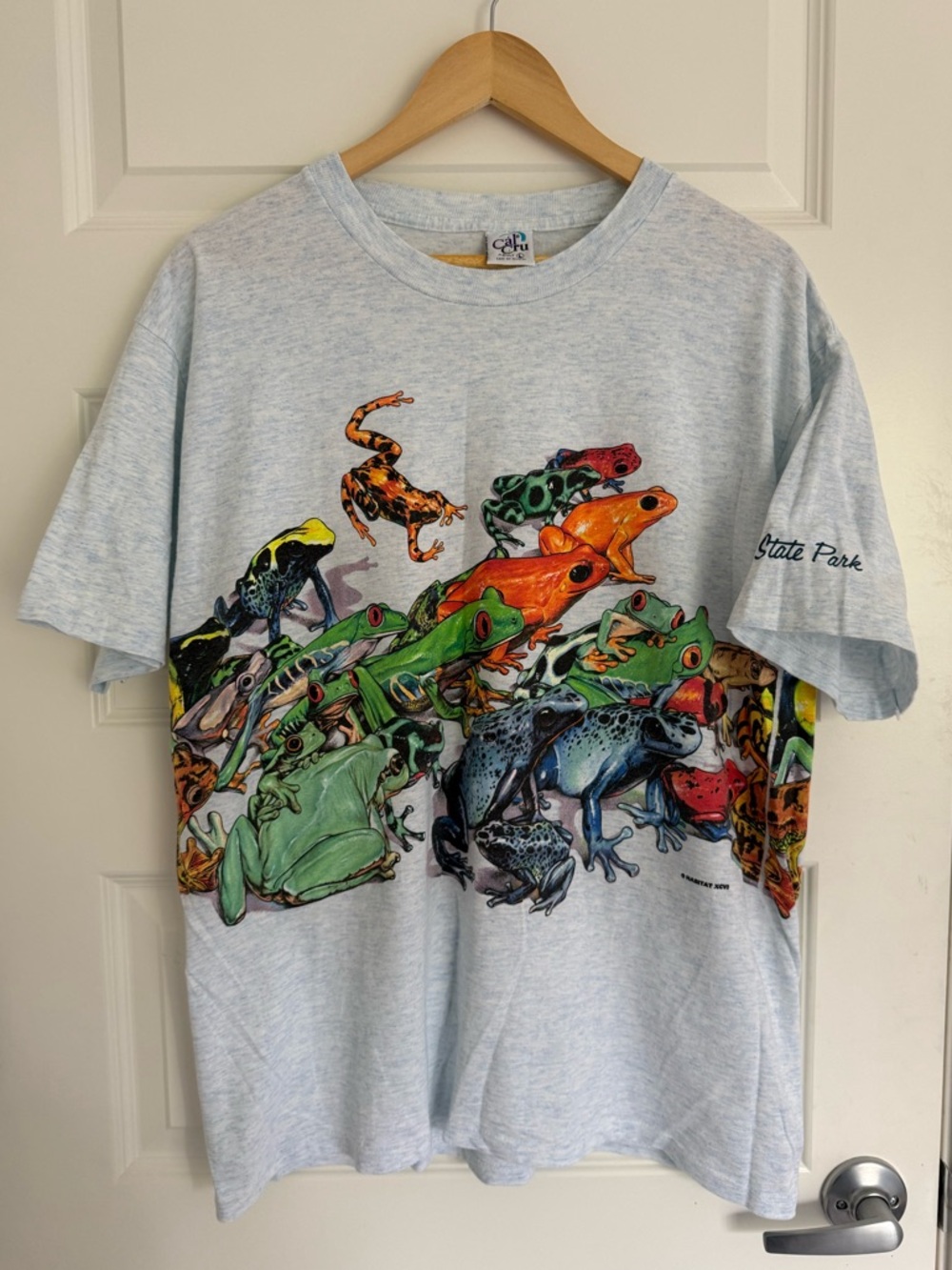 Vintage Habitat XCVI Tree Frogs Graphic T-Shirt Tropical Size Large USA Made 90s